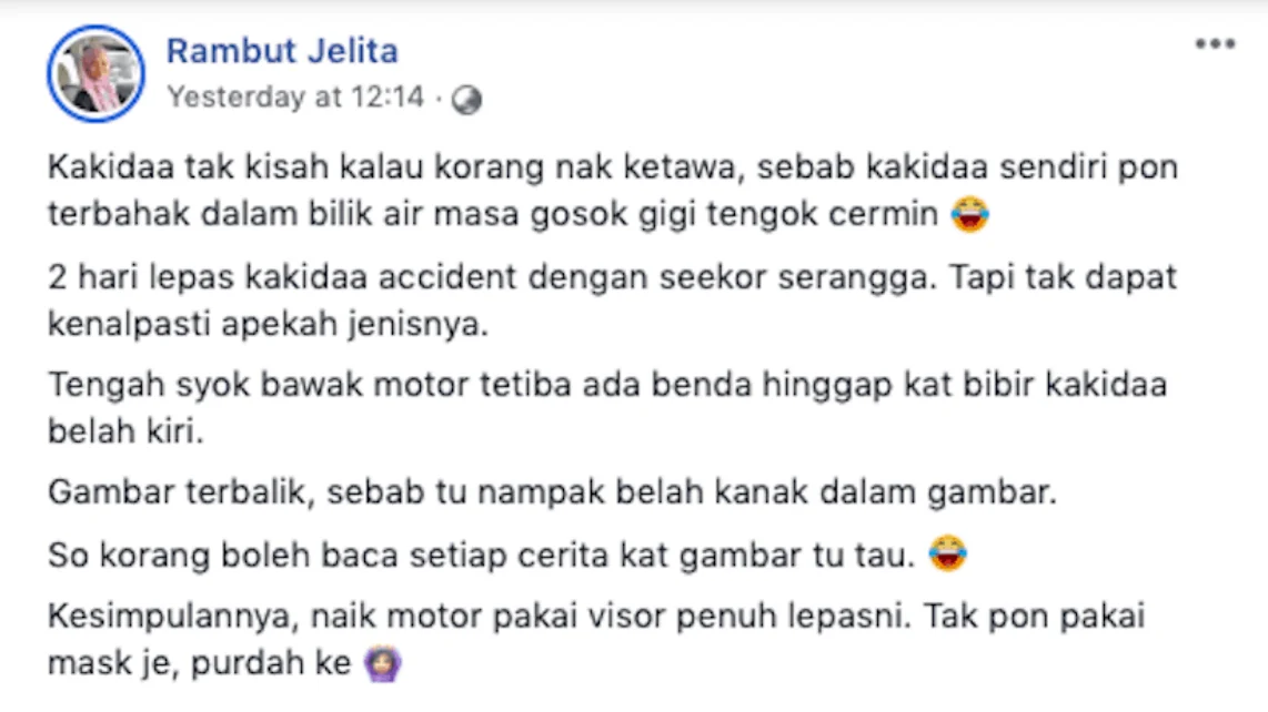 Dihinggap Serangga sewaktu Bawa Motosikal, Gadis Ini Kongsi Kisah Nya 1 1 2