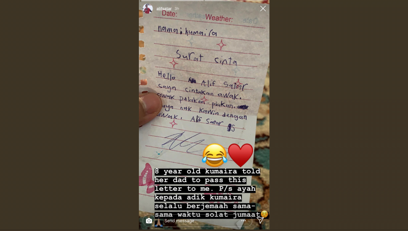 Alif Satar Terima Surat Cinta daripada Peminat, Ini Respon Nya 3 c