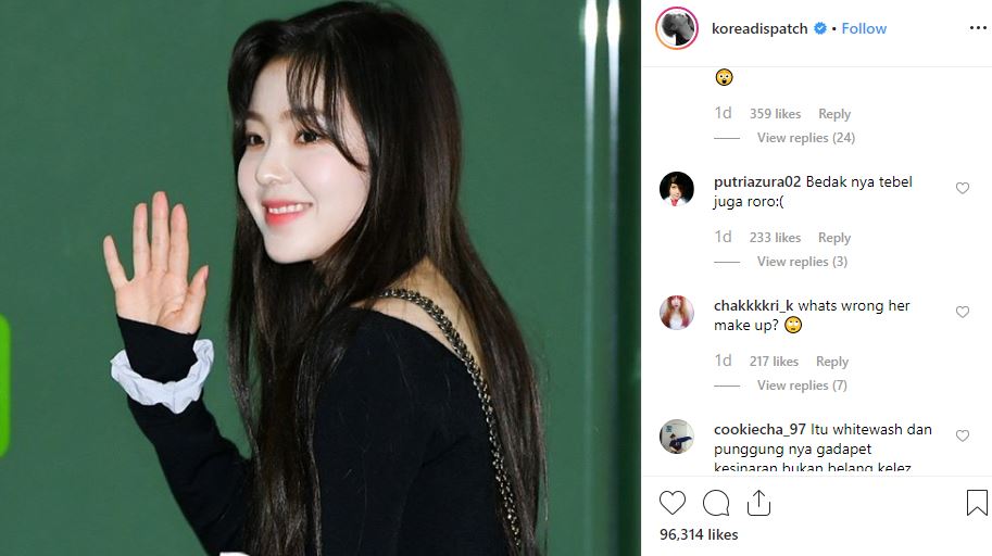 Solekan Irene Red Velvet Dikritik Netizen. “Putihnya Muka, Salah Pakai Bedak Ke?” 1 bw1