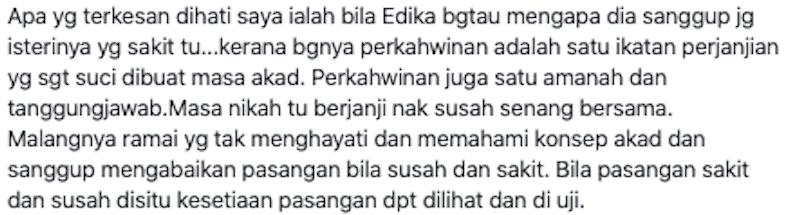 Edika Yusof Sanggup 14 tahun Jaga Isteri Lumpuh, Tahap Kesetiaan Dibanding Dengan Da’i 5 31
