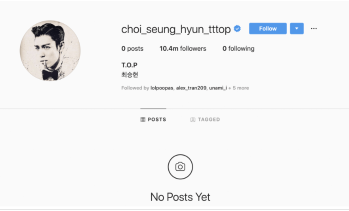 T.O.P Memadam Semua Gambarnya Di Instagram. 1 92