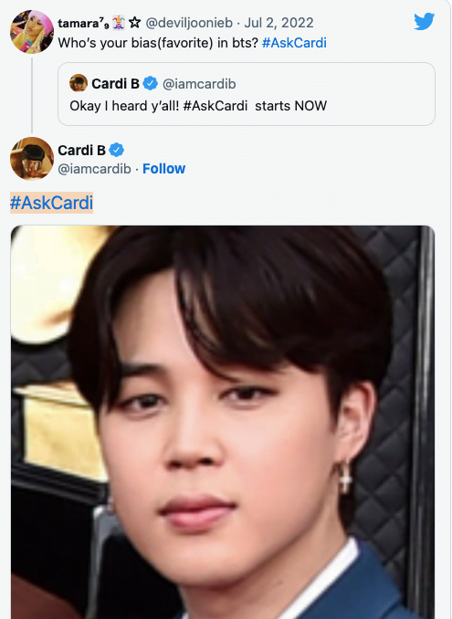 "Agak-Agak Siapa Eh?", Cardi B Dedah Artis Kegemaran Dalam Group BTS 2 Screenshot 2022 07 05 at 2.41.23 PM