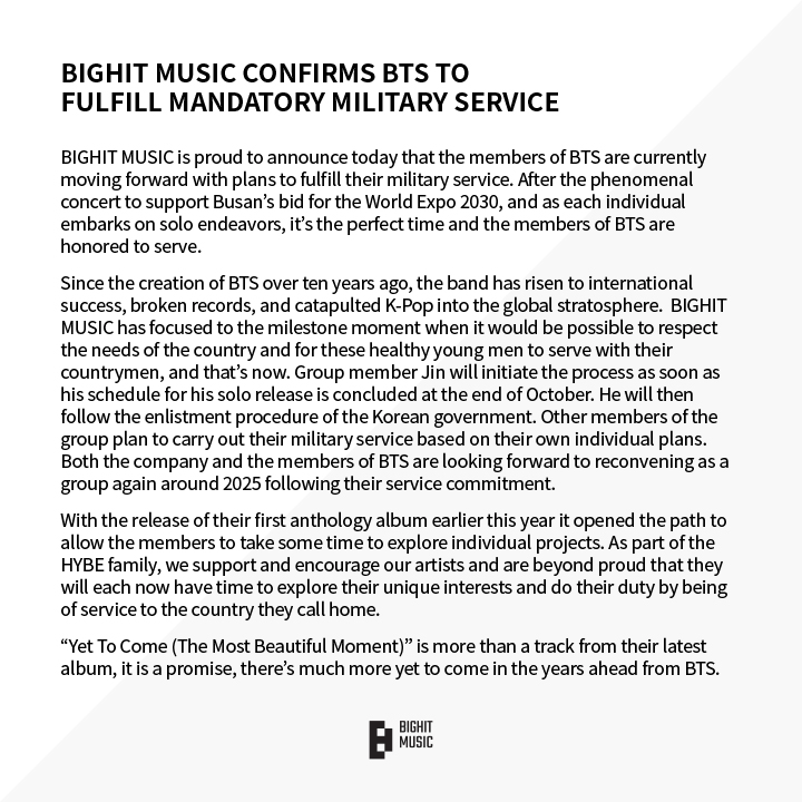 "Bermula Dengan Jin Dahulu"- BTS Bakal Sertai Latihan Ketenteraan Serentak, Bakal Kembali Pada Tahun 2025 3 1665991122 image