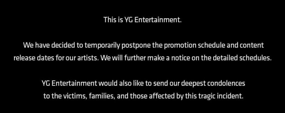 Dunia Hiburan Kpop 'Terhenti' Seketika, YG Entertainment Antara Agensi Ambil Tindakan Drastik Hormati Tragedi Itaewon 1 1667135024 313347191 638112398029606 8074811616619815639 n 2