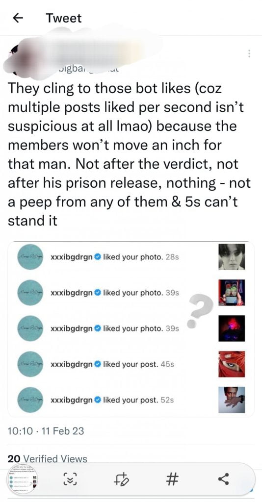 Peminat Seungri Gunakan Kebaikan GD Untuk Kepuasan Mereka Sendiri 1 1676143941 screenshot 20230211 101508 twitter