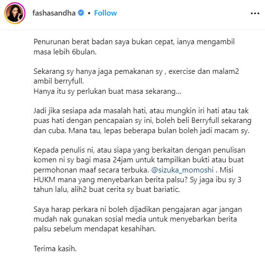 Dituduh 'Potong Usus', Sekali Respon Fasha Sandha Buat Ramai Yang Setuju 3 Screenshot 2023 06 02 150523