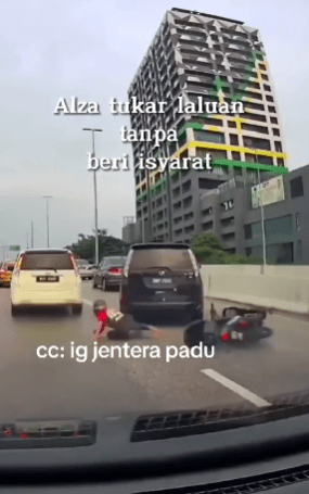 Tukar Laluan Tanpa Beri Isyarat, Hampir Meragut Nyawa Penunggang Motosikal 1 isyarat