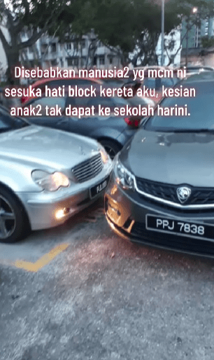 Punca Kereta 'Diblock' Oleh Individu Pentingkan Diri, Anak Tidak Dpt Pergi Ke Sekolah 1 kereta
