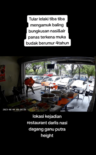 Situasi Lelaki Mengamuk Dirakam Cctv, Baling Air Panas Terkena Budak 4 Tahun 1 mengamuk