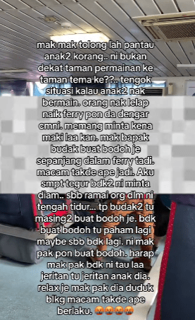 Buat Bising Dalam Feri Ketika Orang Ramai Sedang Tidur, Situasi Ini Buat Ramai Yang Marah 1 bising2