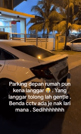 Kereta Parking Depan Rumah Teruk Dilanggar, Pemilik Rakaman Minta Pelaku Untuk Bertanggungjawab 1 kereta